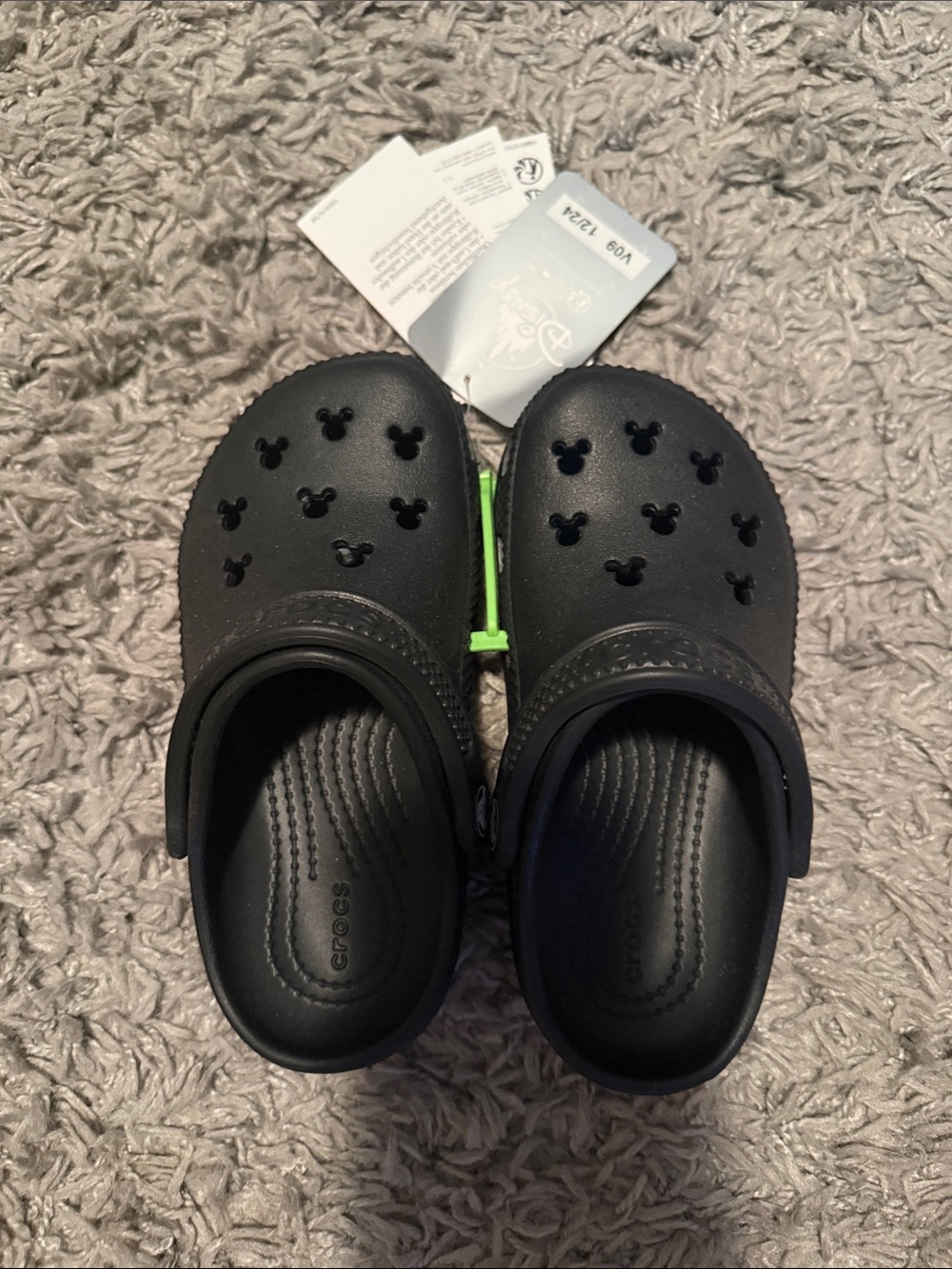 CROCS Kids Black Classic Clogs with Mickey Cutout Vents